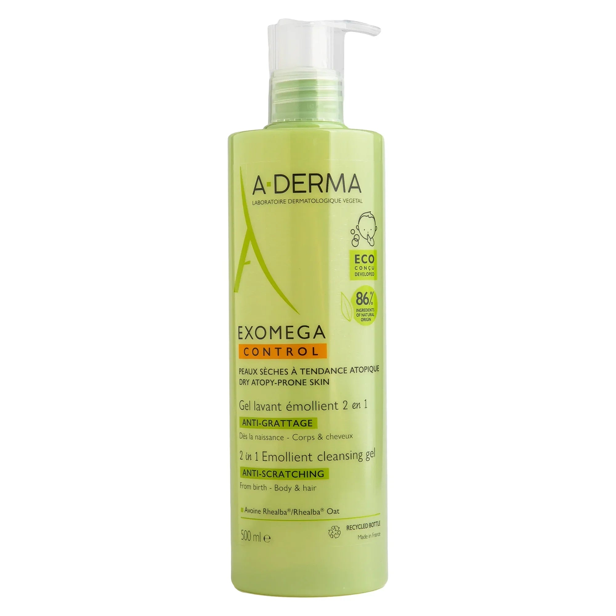 A-derma Exomega Control 2-in-1 Emollient Anti-itch Cleansing Gel