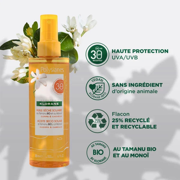 Klorane Polysianes Dry Sun Oil for Body and Hair SPF30