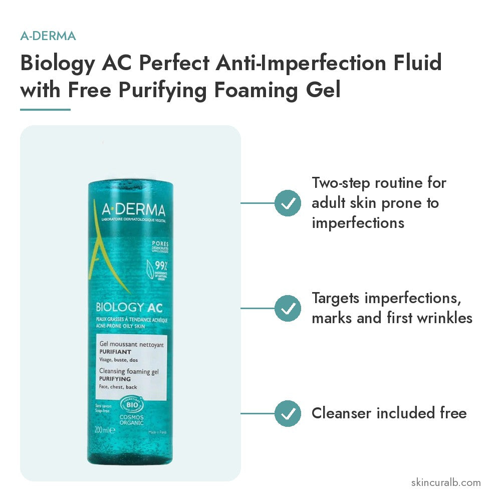 A-Derma Biology AC Perfect Anti-Imperfection Fluid with Free Purifying Foaming Gel