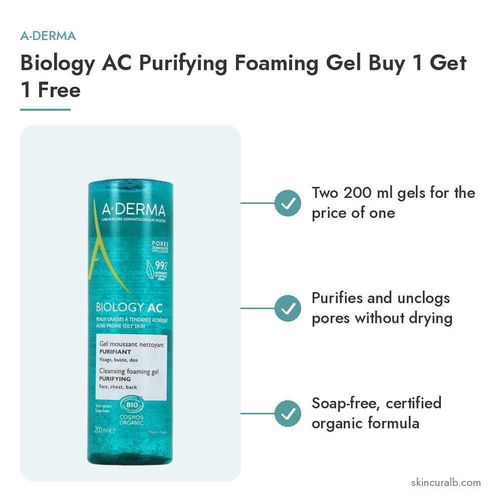 A-Derma Biology AC Purifying Foaming Gel Buy 1 Get 1 Free