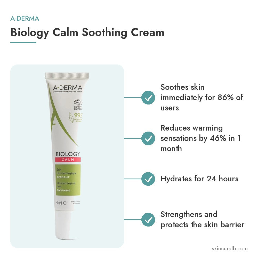 A-Derma Biology Calm Soothing Cream - key benefits