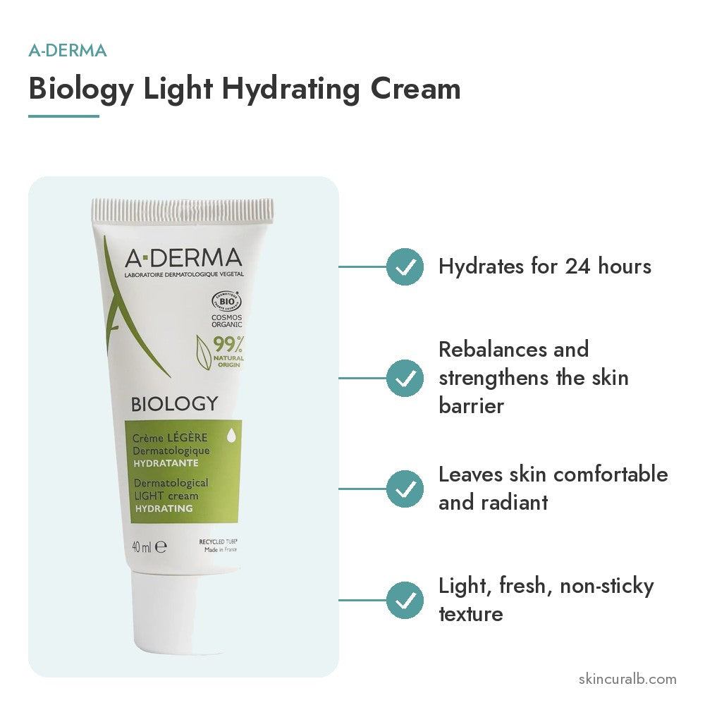 A-Derma Biology Light Hydrating Cream - key benefits