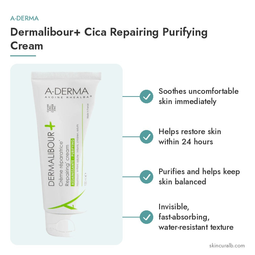 A-Derma Dermalibour+ Cica Repairing Purifying Cream - key benefits