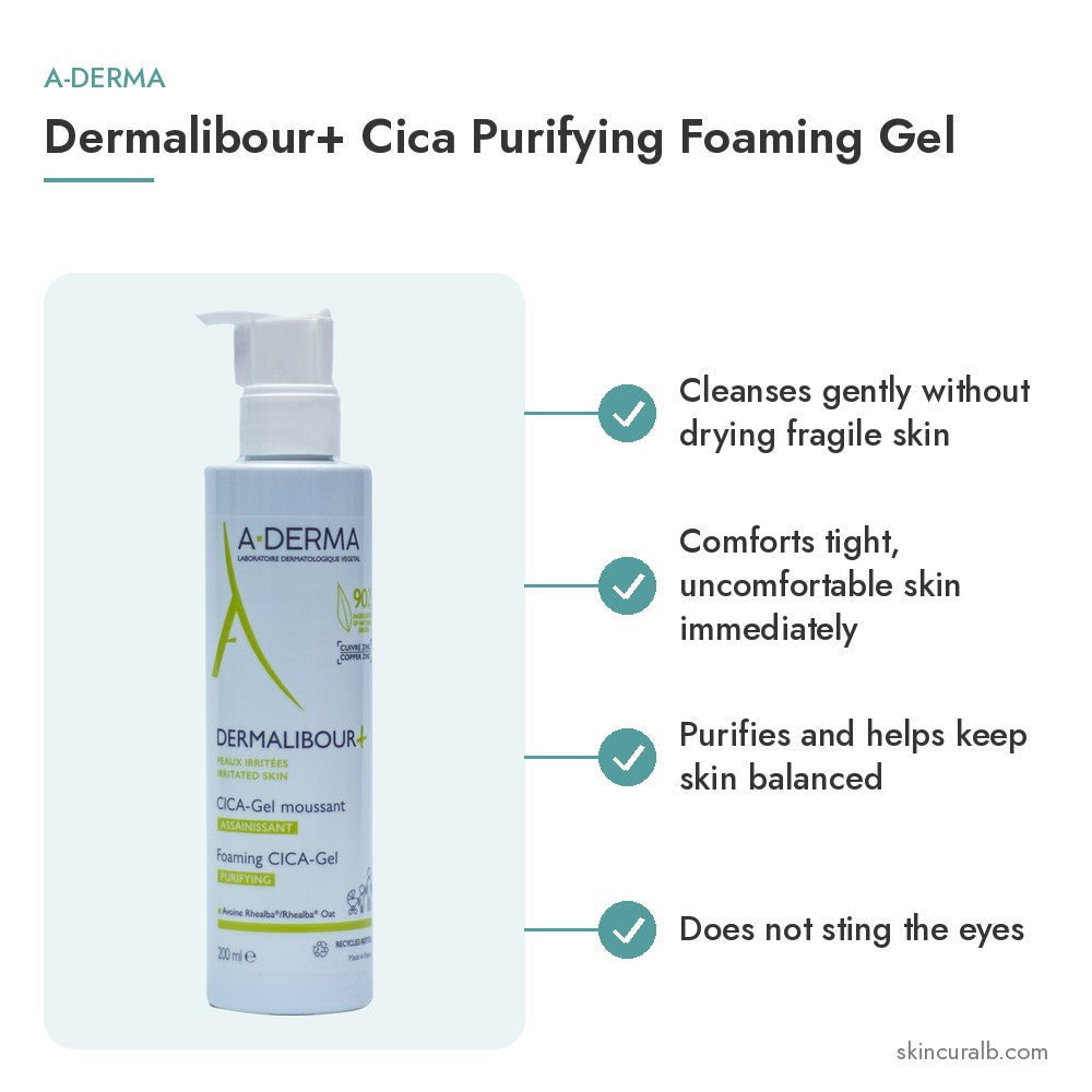 A-Derma Dermalibour+ Cica Purifying Foaming Gel - key benefits