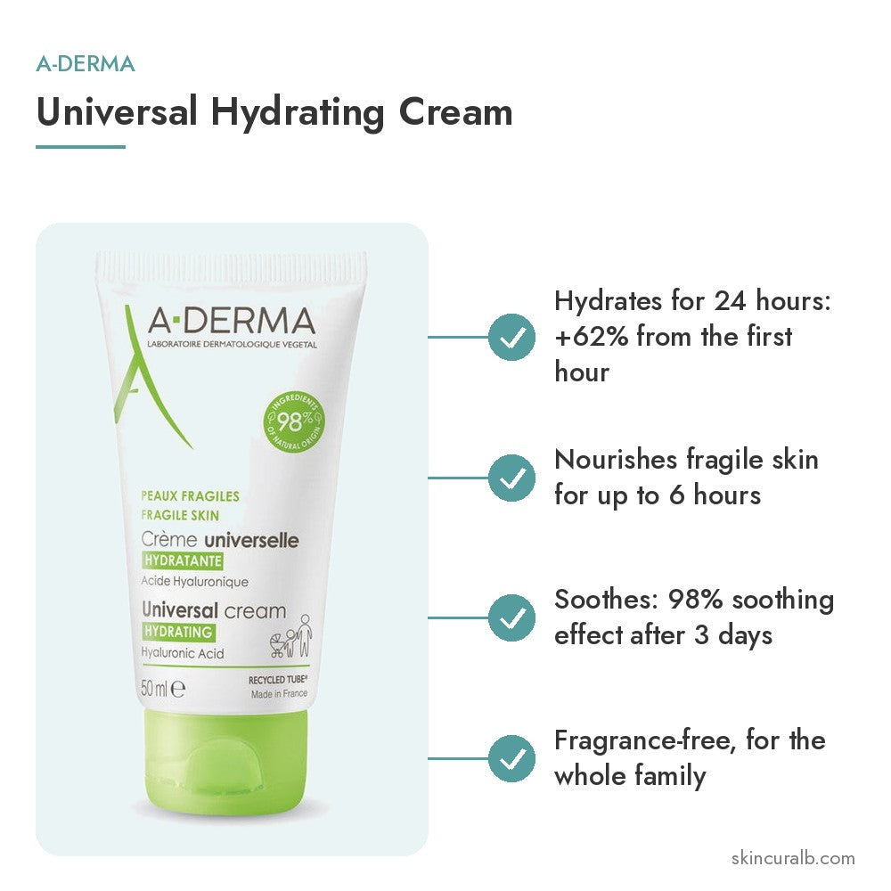A-Derma Universal Hydrating Cream - key benefits