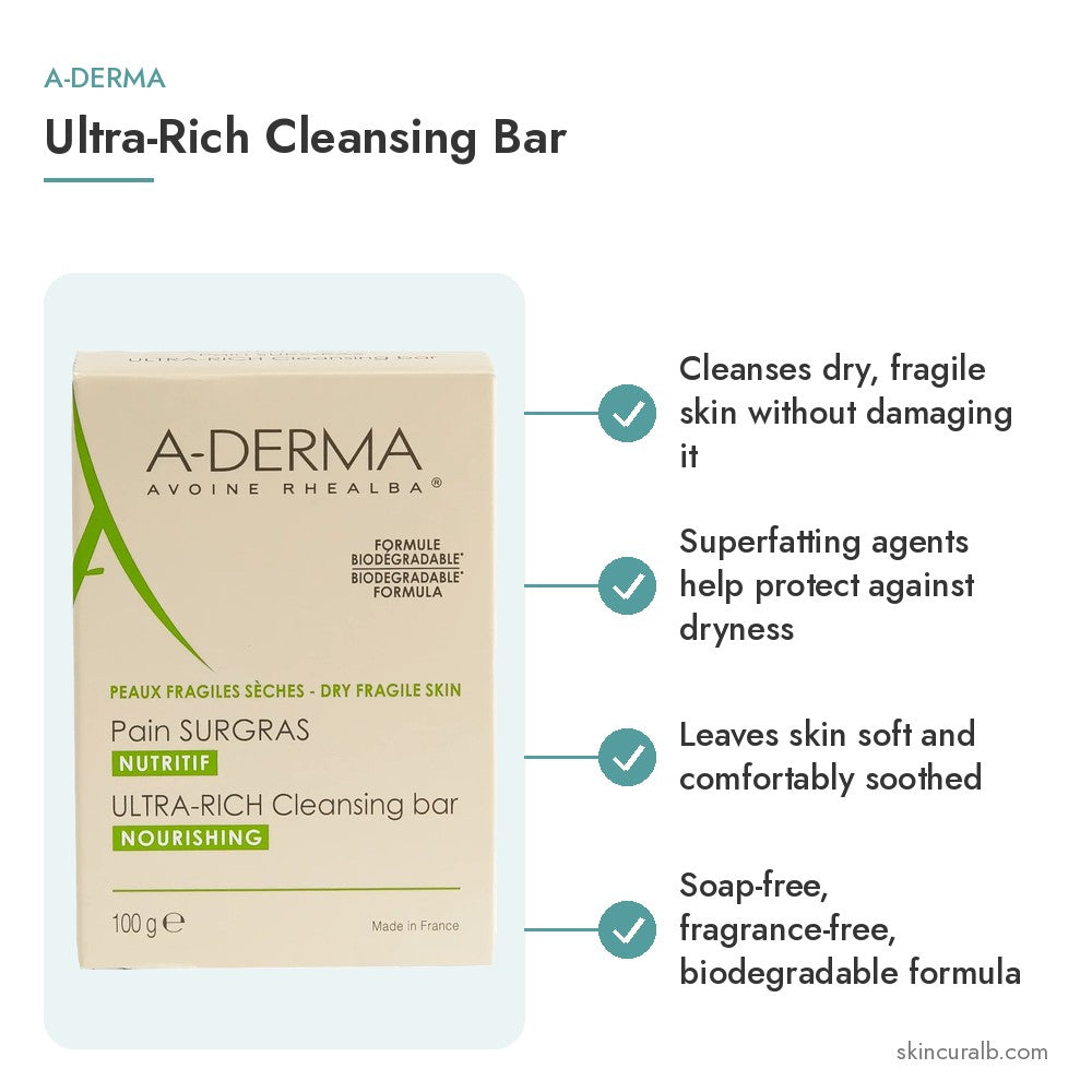 A-Derma Ultra-Rich Cleansing Bar - key benefits