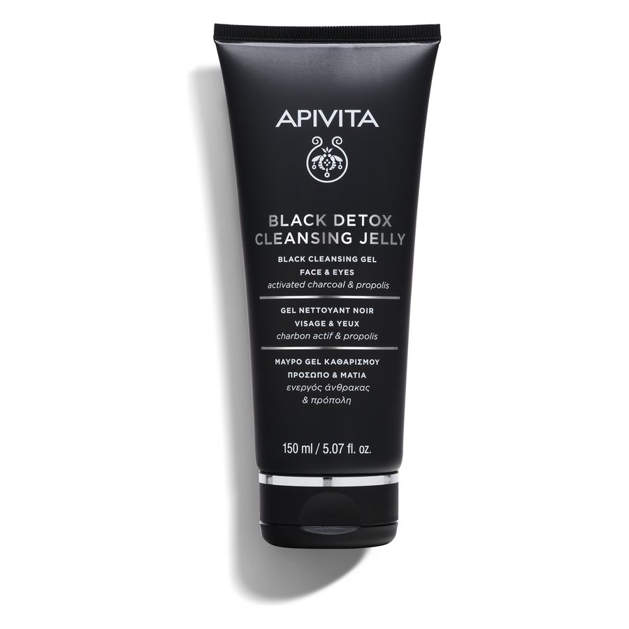 Apivita Black Detox Cleansing Jelly Face & Eyes with Activated Charcoal & Propolis