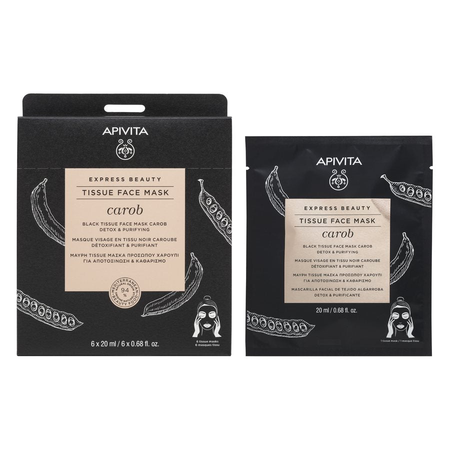 Apivita Express Beauty Black Tissue Face Mask Carob