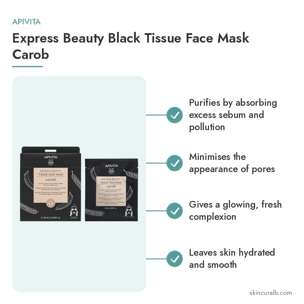 Apivita Express Beauty Black Tissue Face Mask Carob