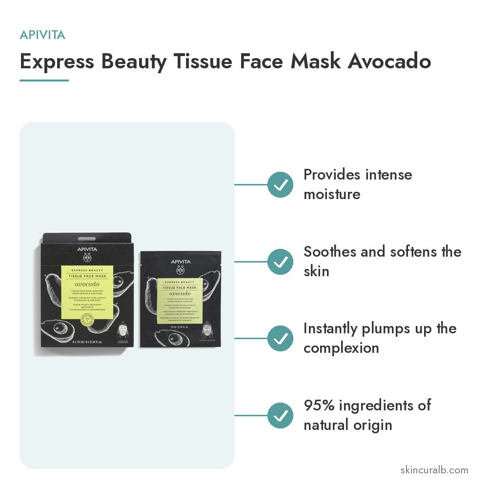 Apivita Express Beauty Tissue Face Mask Avocado