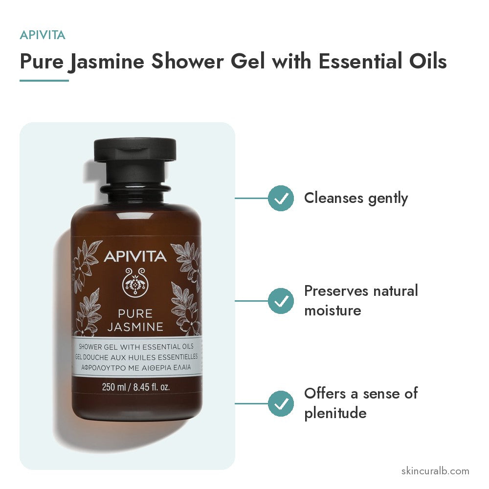 Apivita Pure Jasmine Shower Gel with Essential Oils - key benefits