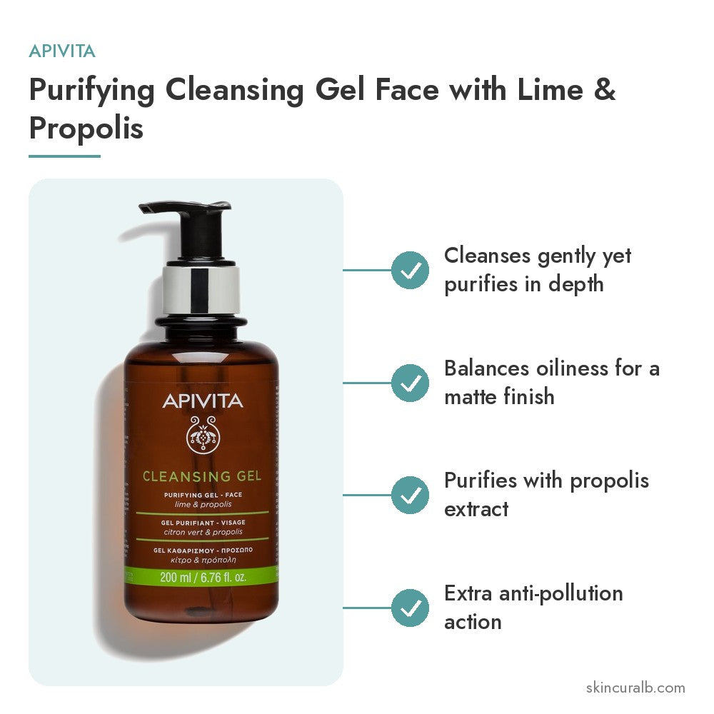 Apivita Purifying Cleansing Gel Face with Lime & Propolis