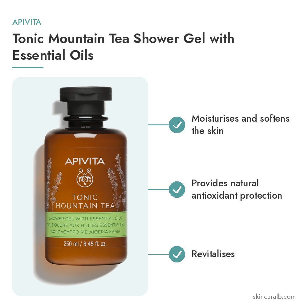 Apivita Tonic Mountain Tea Shower Gel with Essential Oils