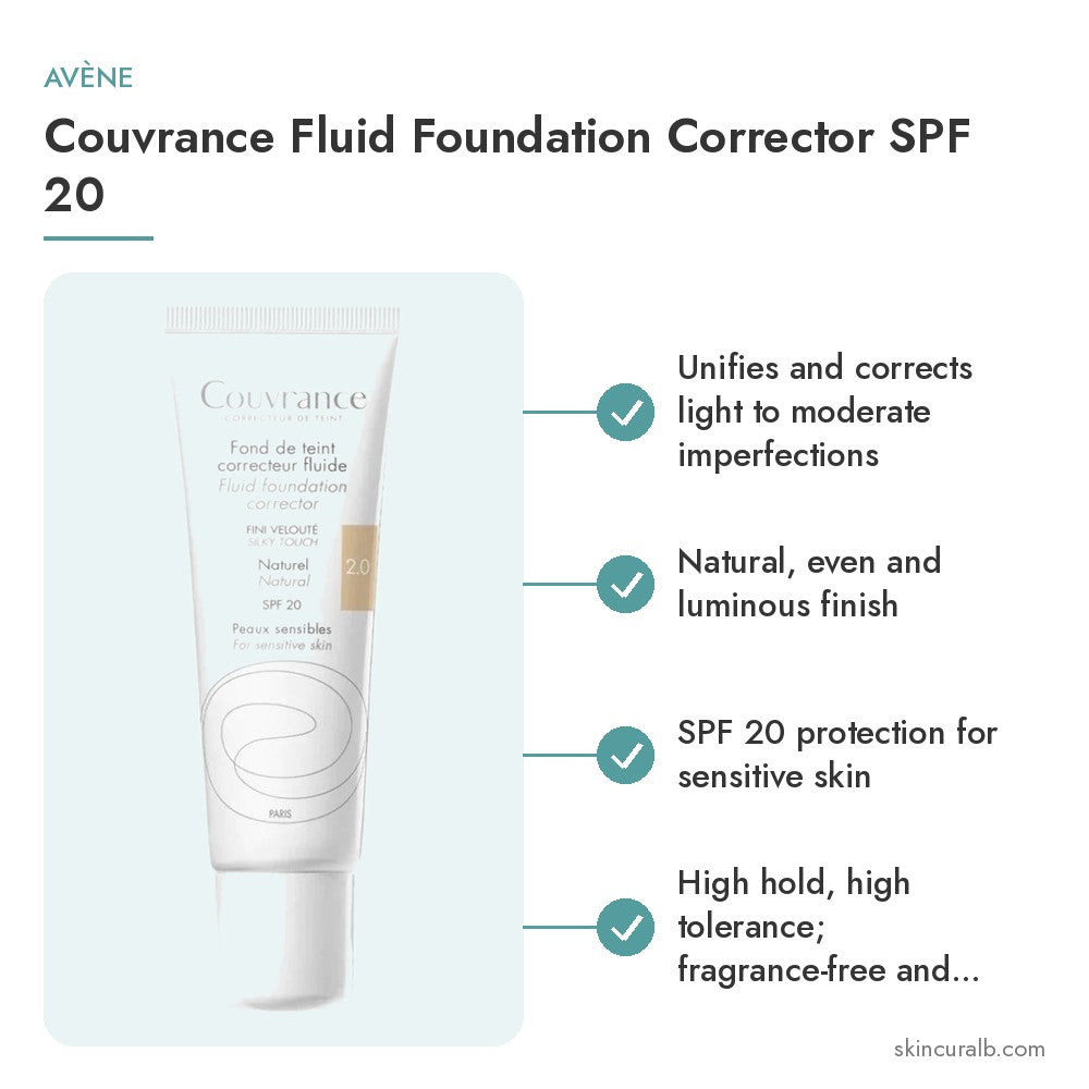 Avène Couvrance Fluid Foundation Corrector SPF 20 - key benefits