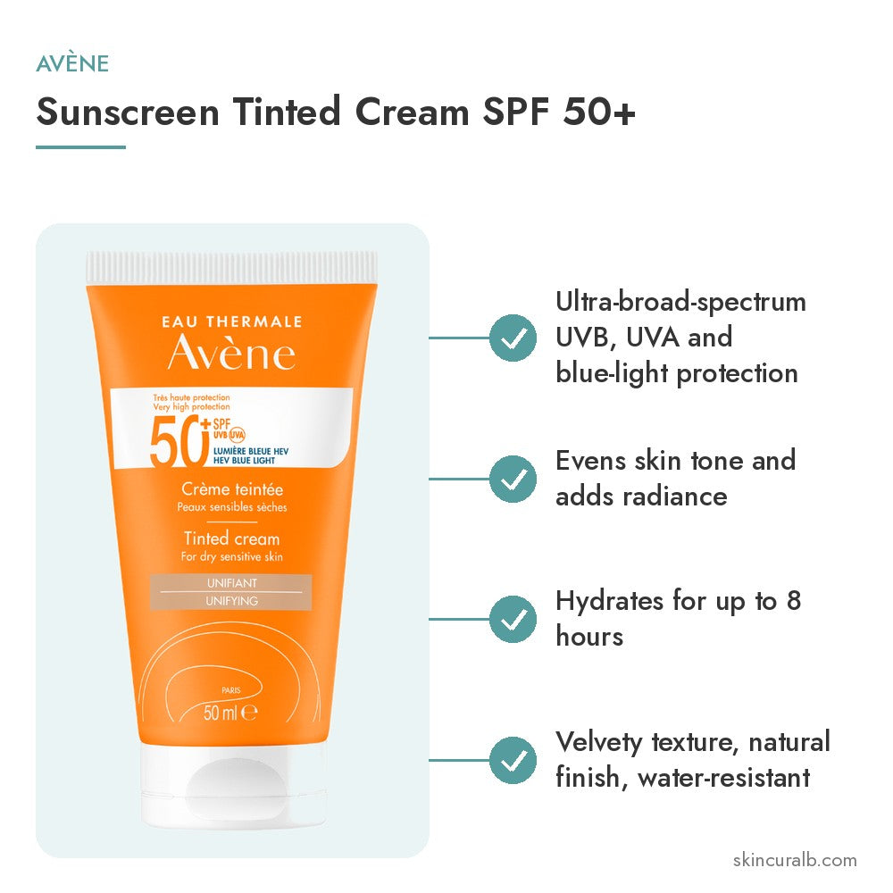 Avène Sunscreen Tinted Cream SPF 50+ - key benefits