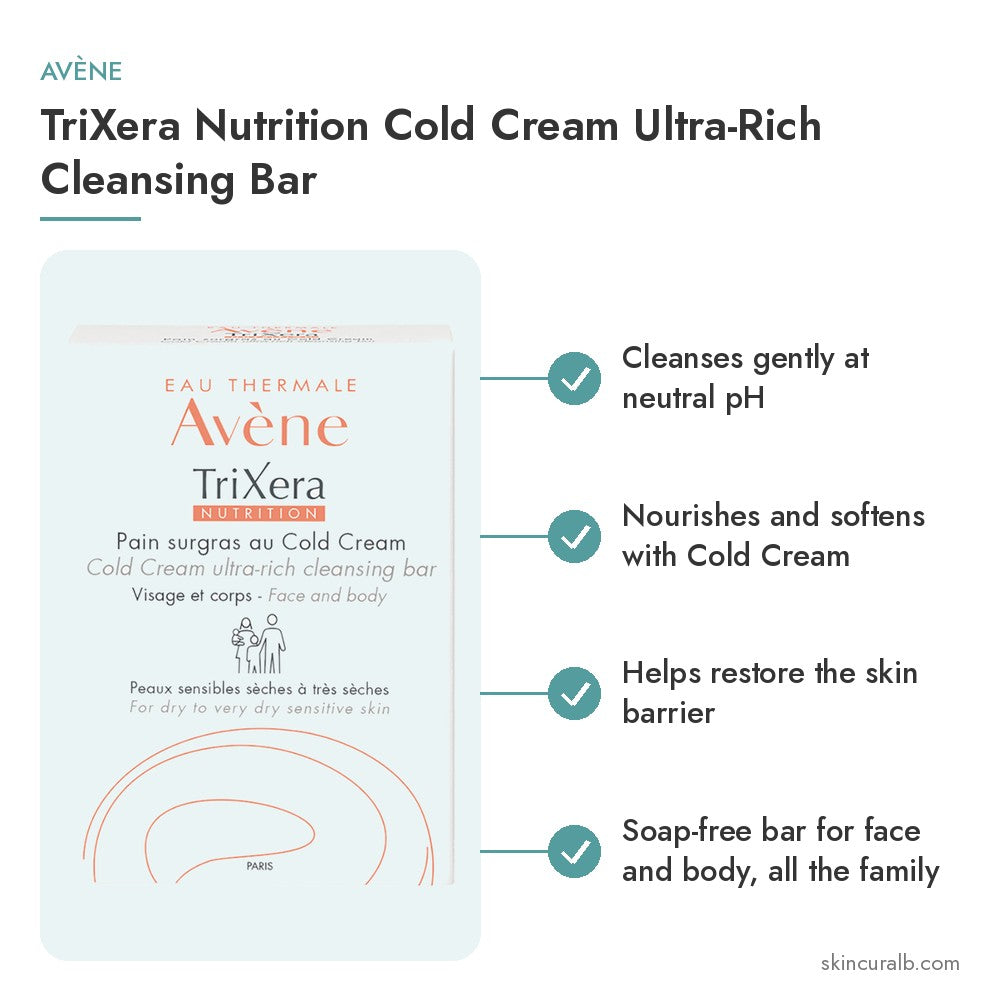 Avène TriXera Nutrition Cold Cream Ultra-Rich Cleansing Bar - key benefits