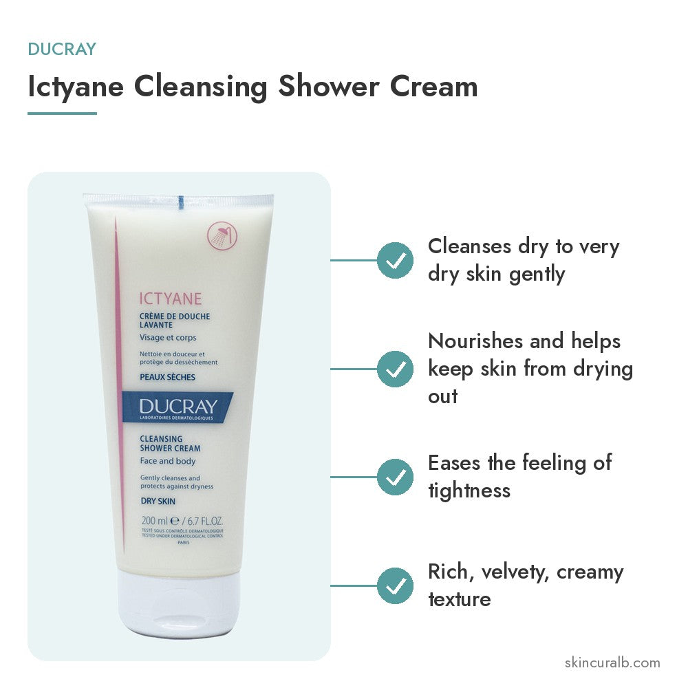 Ducray Ictyane Cleansing Shower Cream - key benefits