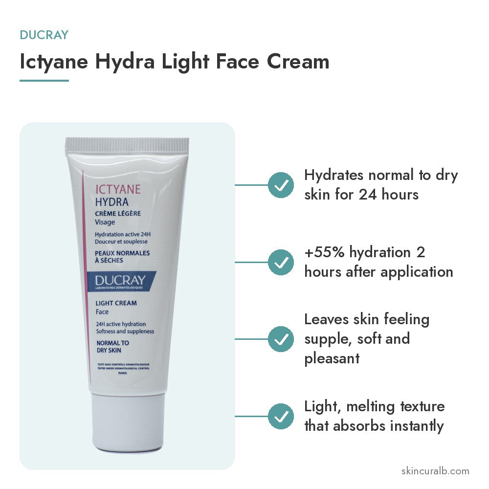 Ducray Ictyane Hydra Light Face Cream - key benefits