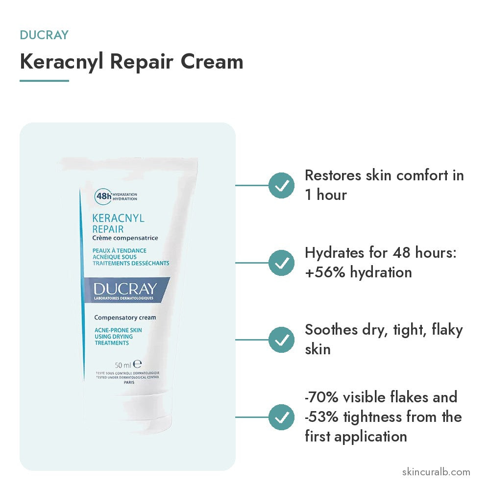 Ducray Keracnyl Repair Cream - key benefits