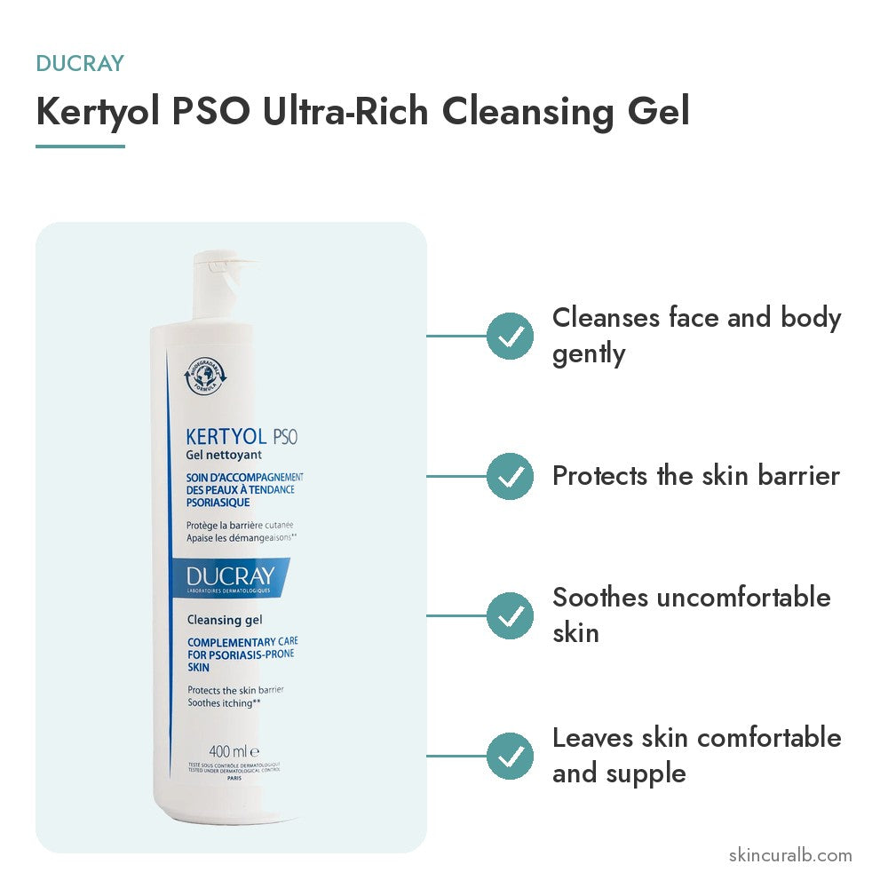 Ducray Kertyol PSO Ultra-Rich Cleansing Gel - key benefits
