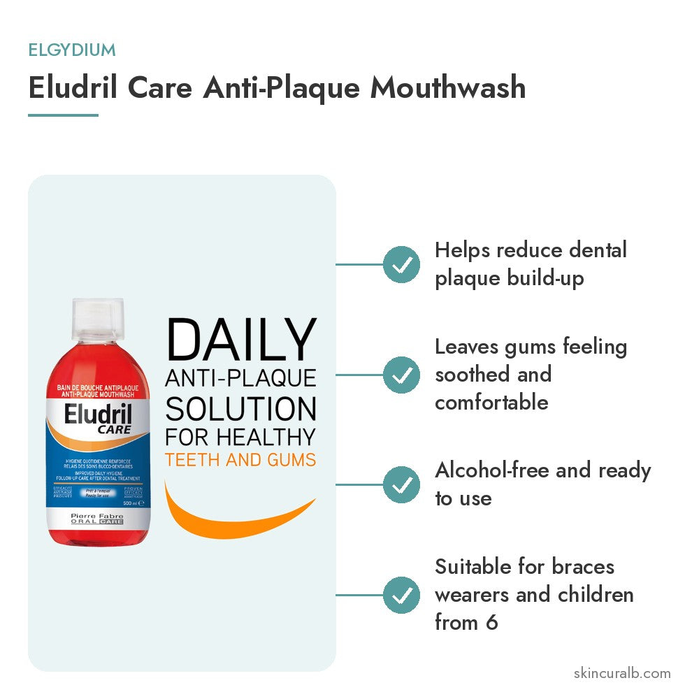 Eludril Care Anti-Plaque Mouthwash - key benefits