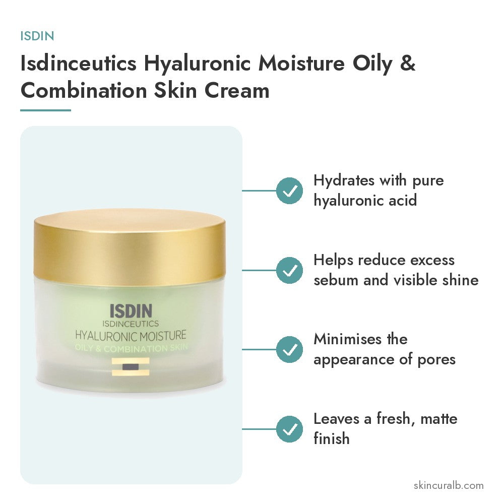 ISDIN Isdinceutics Hyaluronic Moisture Oily & Combination Skin Cream - key benefits