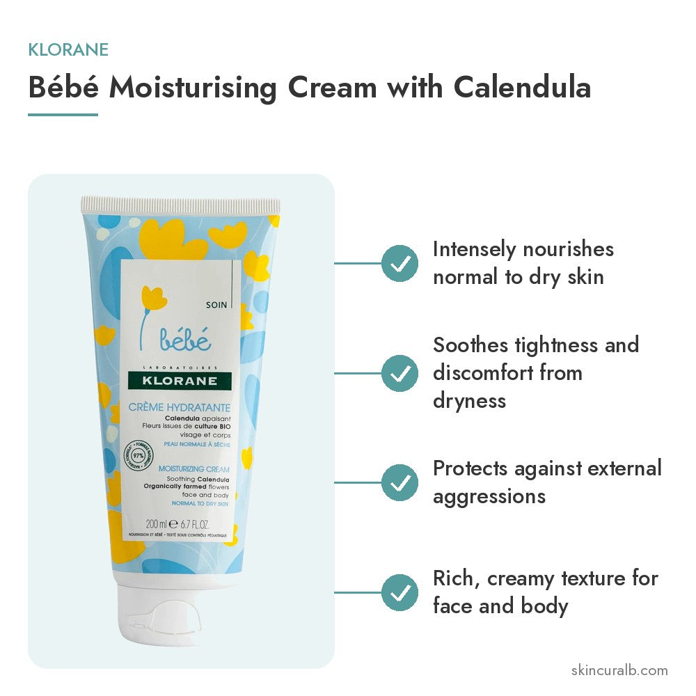 Klorane Bébé Moisturising Cream with Calendula - key benefits