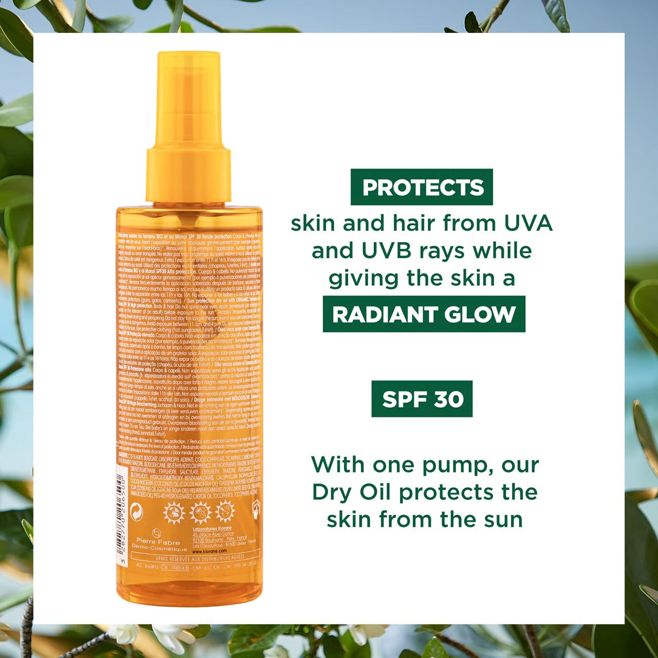 Klorane Polysianes Dry Sun Oil for Body and Hair SPF30