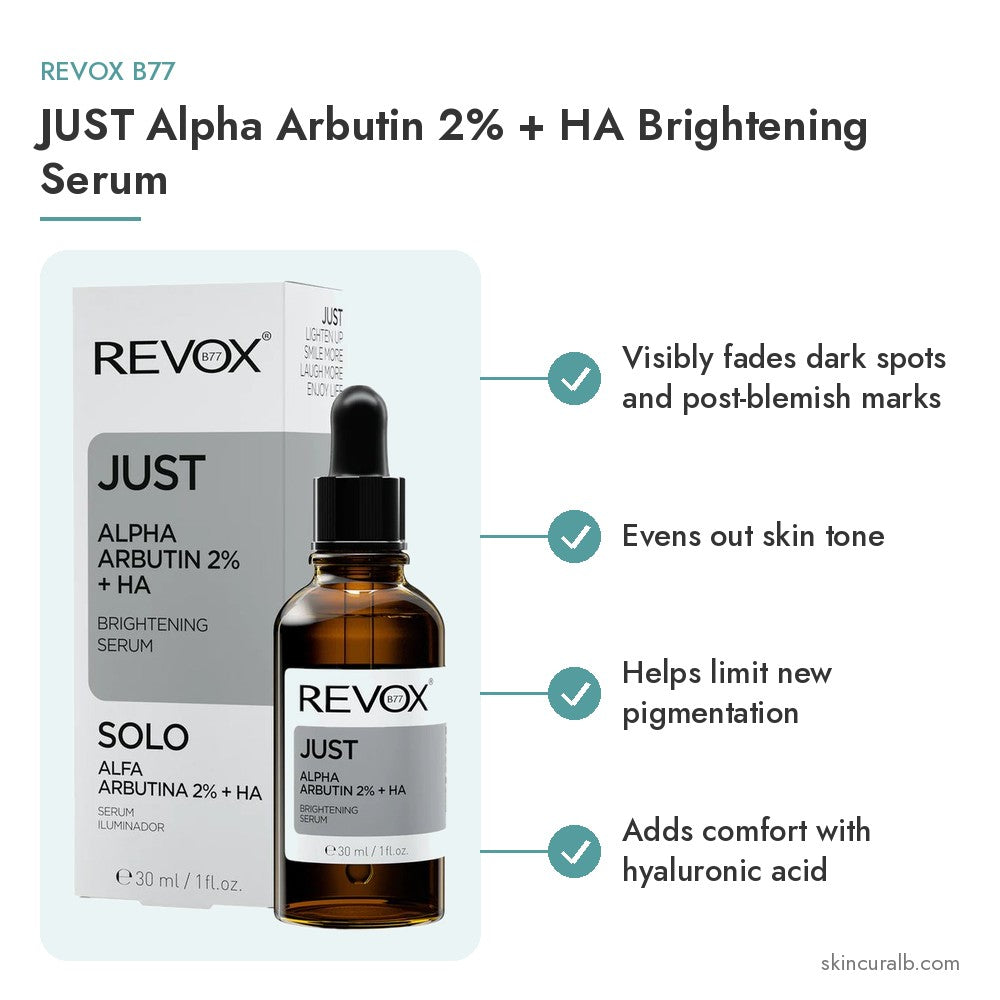 Revox B77 JUST Alpha Arbutin 2% + HA Brightening Serum - key benefits