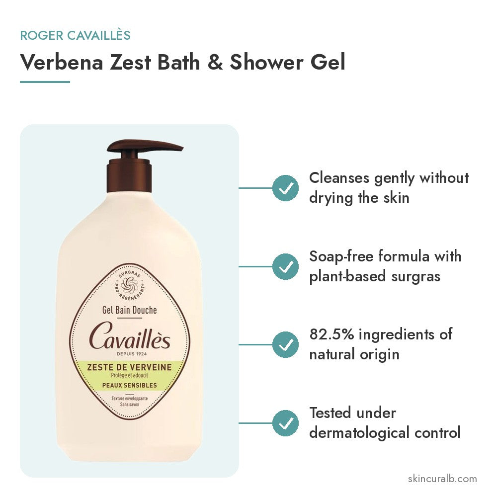 Roger Cavaillès Verbena Zest Bath & Shower Gel - key benefits