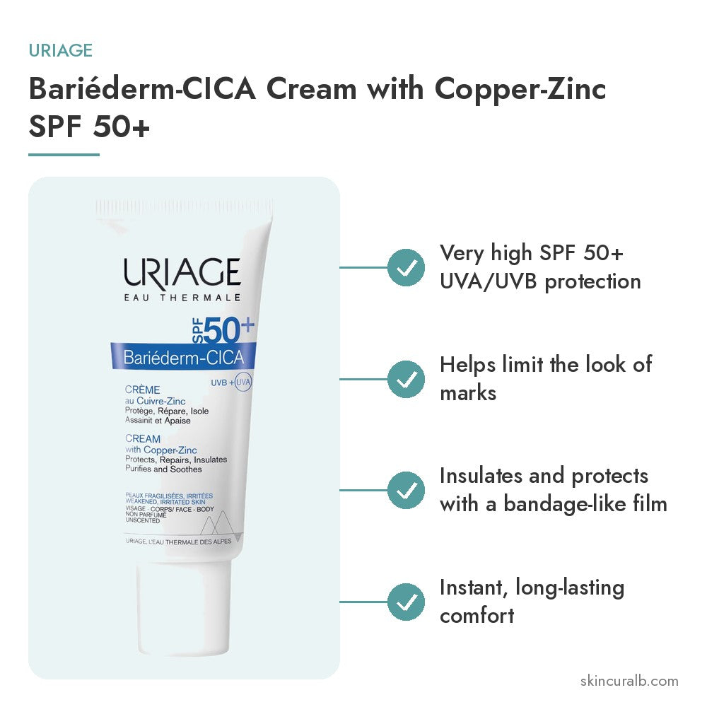Uriage Bariéderm-CICA Cream with Copper-Zinc SPF 50+ - key benefits