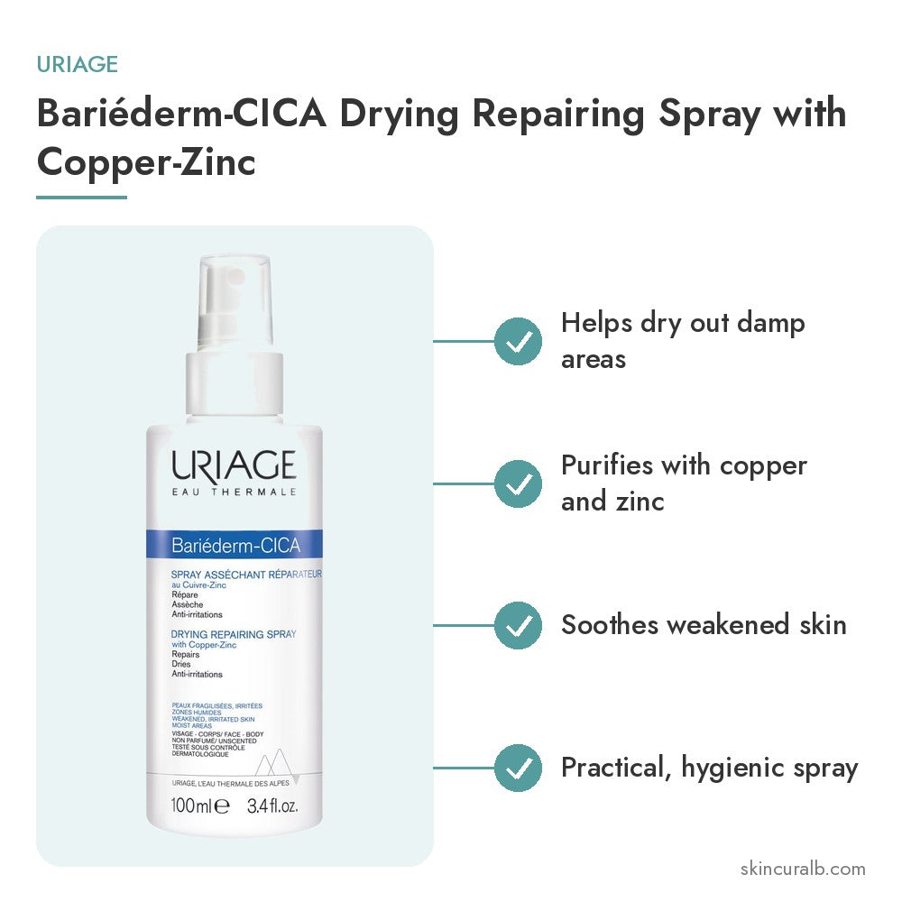 Uriage Bariéderm-CICA Drying Repairing Spray with Copper-Zinc