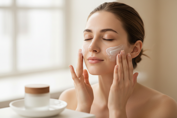 woman face with lotion on the face